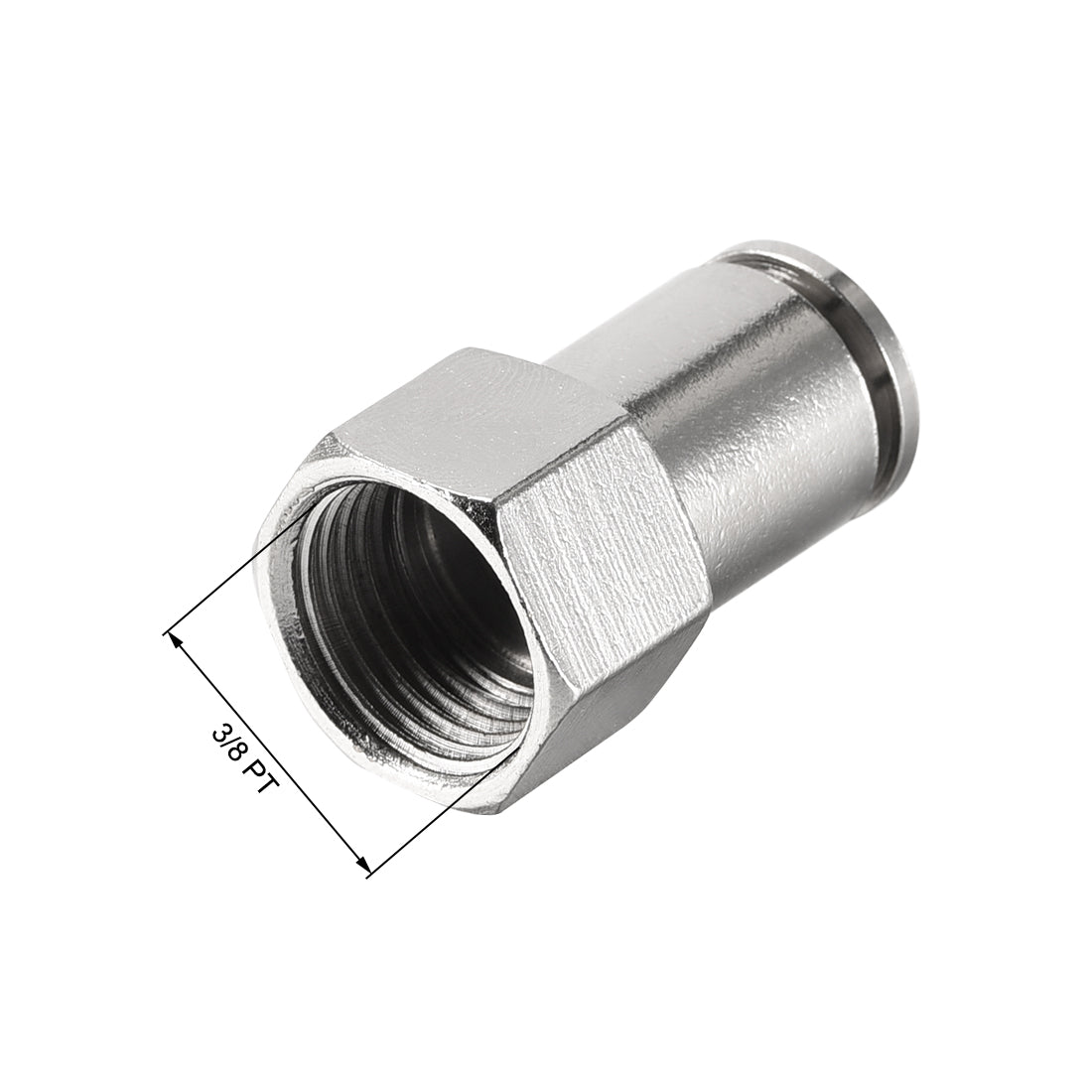 uxcell Uxcell Push to Connect Tube Fittings 10mm Tube OD x 3/8 PT Female Silver Tone 2Pcs