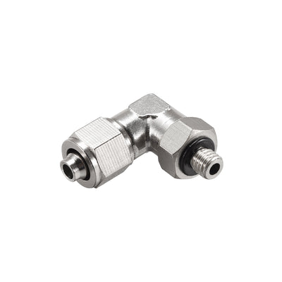 Harfington Uxcell 6mm Tube OD to M5 Male Thread Elbow Quick Fittings Nickel Plated Copper