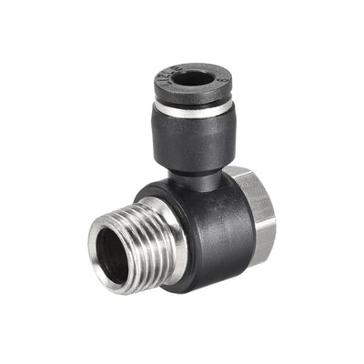 Harfington Uxcell Pneumatic Push to Connect Tube Fitting 6mm Tube to 1/4NPT Male Thread Elbow 2Pcs