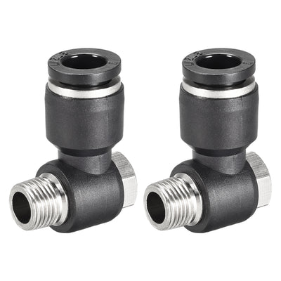 Uxcell Uxcell Pneumatic Push to Connect Tube Fitting 12mm Tube to 1/8PT Male Thread Elbow 2Pcs