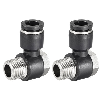 Harfington Uxcell Pneumatic Push to Connect Tube Fitting 10mm Tube to 1/4PT Male Thread Elbow 2Pcs