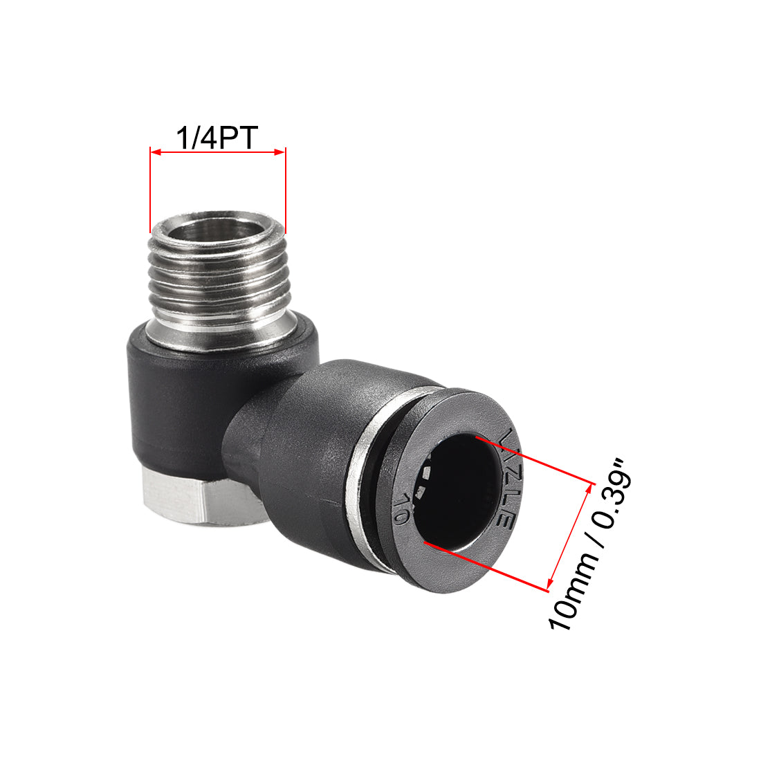 Uxcell Uxcell Pneumatic Push to Connect Tube Fitting 10mm Tube to 1/4PT Male Thread Elbow 2Pcs
