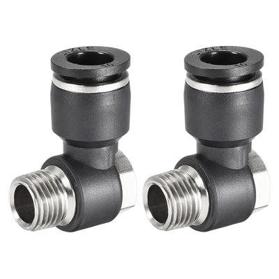 Harfington Uxcell Pneumatic Push to Connect Tube Fitting 10mm Tube to 1/4PT Male Thread Elbow 2Pcs