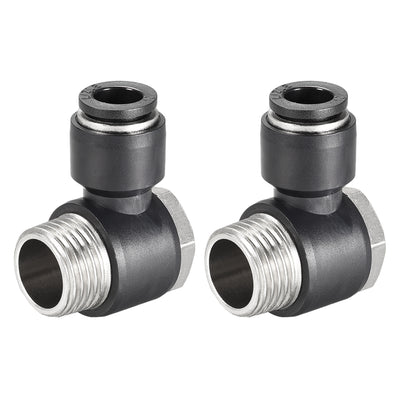 Uxcell Uxcell Pneumatic Push to Connect Tube Fitting 6mm Tube to 1/2PT Male Thread Elbow 2Pcs