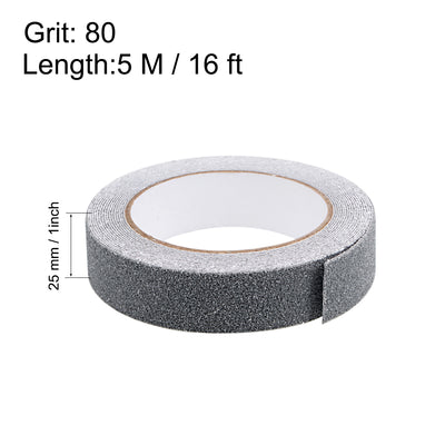 Harfington Uxcell Anti Slip Traction Grip Tape, 80 Grit Frosted Surface PVC Warning Tape Waterproof for Steps, 16 Ft x 1 Inch(LxW) Gray
