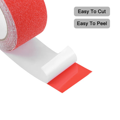 Harfington Uxcell Anti Slip Traction Grip Tape, 80 Grit Frosted Surface PVC Warning Tape Waterproof for Steps, 16 Ft x 2 Inch(LxW) Red