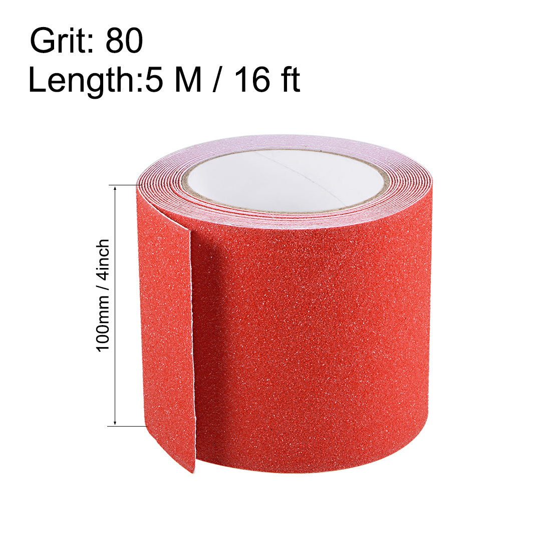 uxcell Uxcell Anti Slip Traction Grip Tape, 80 Grit Frosted Surface PVC Warning Tape Waterproof for Steps, 16 Ft x 4 Inch(LxW) Red