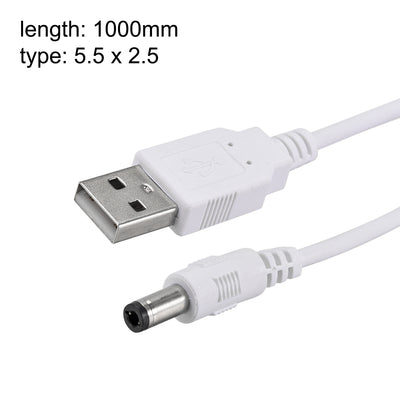 Harfington Uxcell USB 2.0 a Type Male to DC5V Power Plugs Barrel Connector Charge Cable White