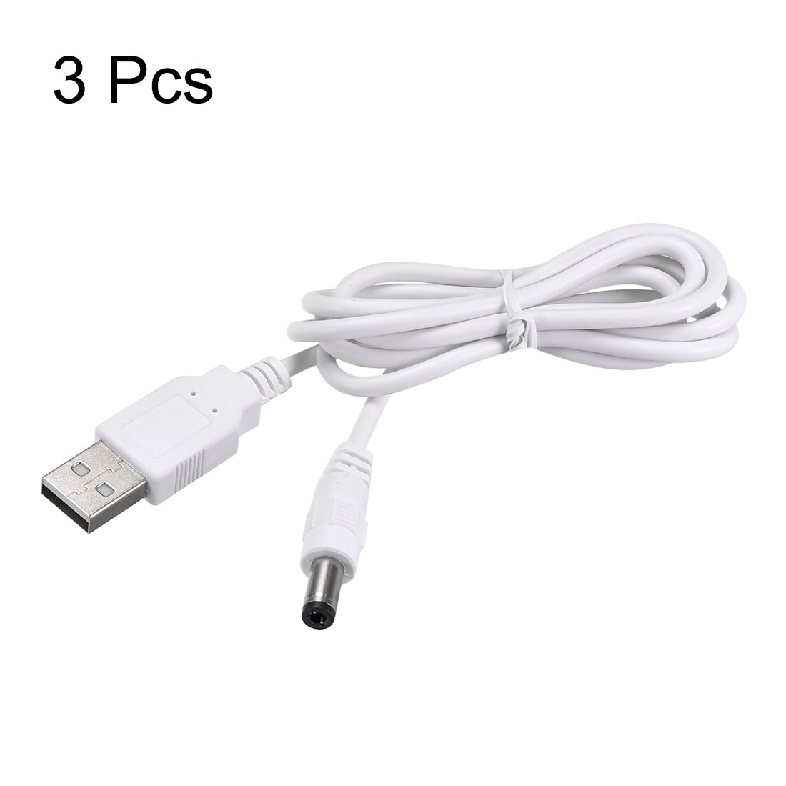 uxcell Uxcell 3Pcs USB 2.0 a Type Male to DC5V Power Plugs Barrel Connector Charge Cable White