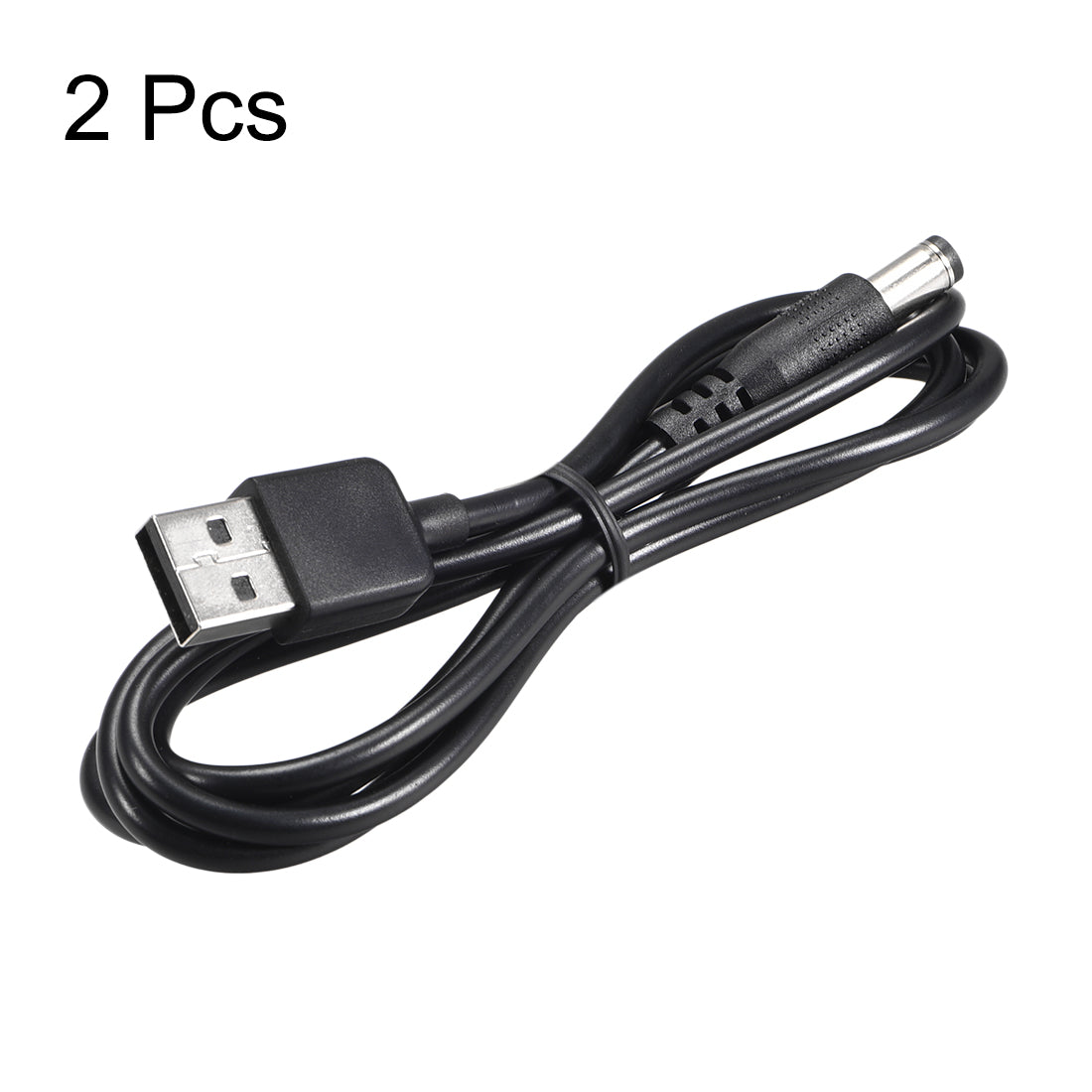 uxcell Uxcell 2Pcs USB 2.0 a Type Male to DC5V Power Plugs Barrel Connector Charge Cable Black