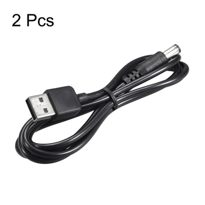 Harfington Uxcell 2Pcs USB 2.0 a Type Male to DC5V Power Plugs Barrel Connector Charge Cable Black