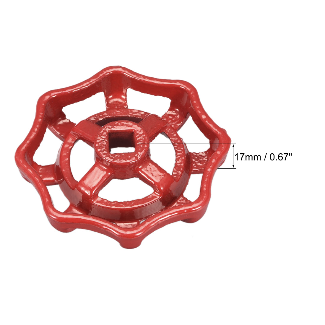 Uxcell Uxcell Round Wheel Handle, Square Broach 7x7mm, Wheel OD 63mm Paint Cast Steel Red 6Pcs