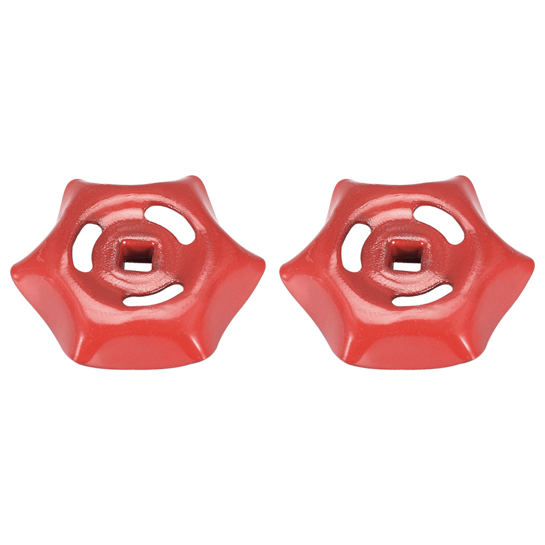 uxcell Uxcell Round Wheel Handle, Square Broach 6x6mm, Wheel OD 56mm Paint Iron Red 2Pcs