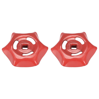 Harfington Uxcell Round Wheel Handle, Square Broach 6x6mm, Wheel OD 56mm Paint Iron Red 2Pcs