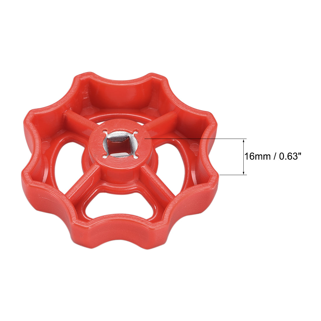 Uxcell Uxcell Round Wheel Handle, Square Broach 8x8mm, Wheel OD 74mm ABS Red 4Pcs