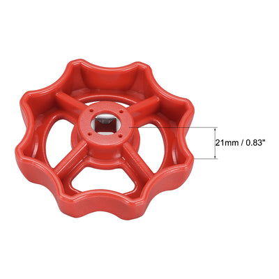 Harfington Uxcell Round Wheel Handle, Square Broach 8x8mm, Wheel OD 74mm ABS Red 1Pcs