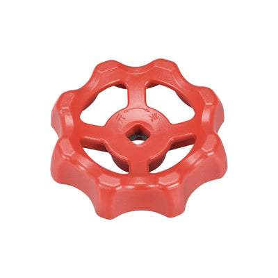 Harfington Uxcell Round Wheel Handle, Square Broach 8x8mm, Wheel OD 74mm ABS Red 1Pcs