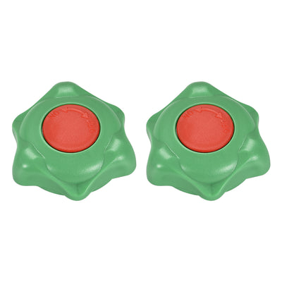 uxcell Uxcell Round Wheel Handle, Square Broach 6x6mm, Wheel OD 55mm ABS Green Red 2Pcs
