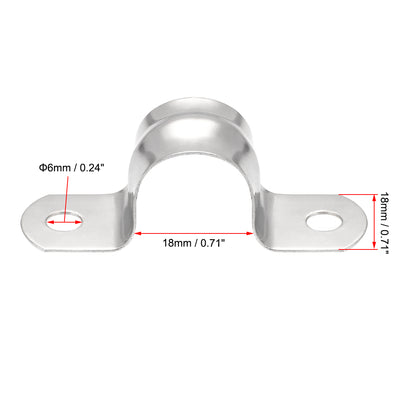 Harfington Uxcell Rigid Pipe Strap, 2 Holes Tube Straps 201 Stainless Steel Tension Tube Clip Clamp 45pcs