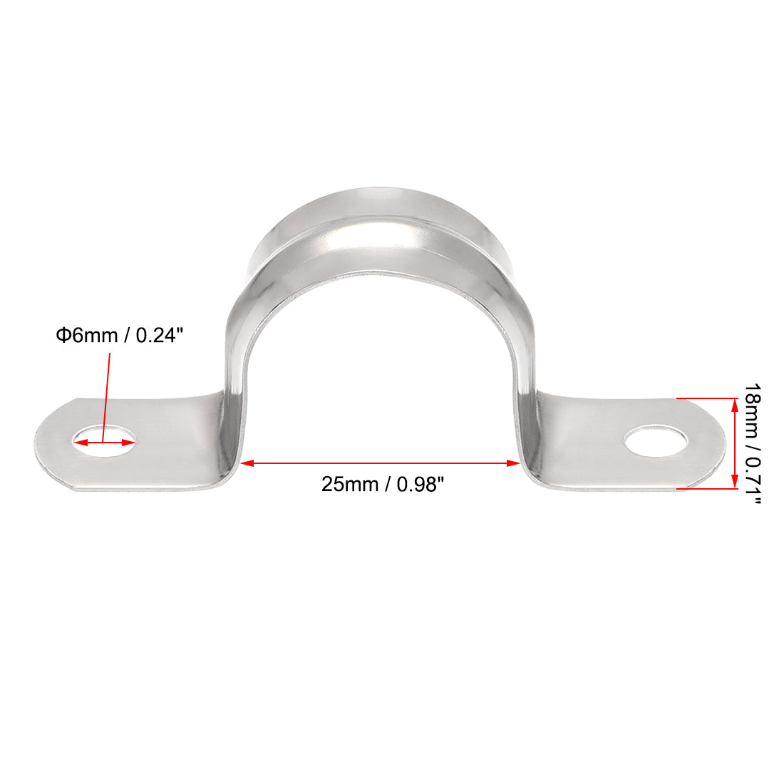 uxcell Uxcell Rigid Pipe Strap, 2 Holes Tube Straps 201 Stainless Steel Tension Tube Clip Clamp 25pcs