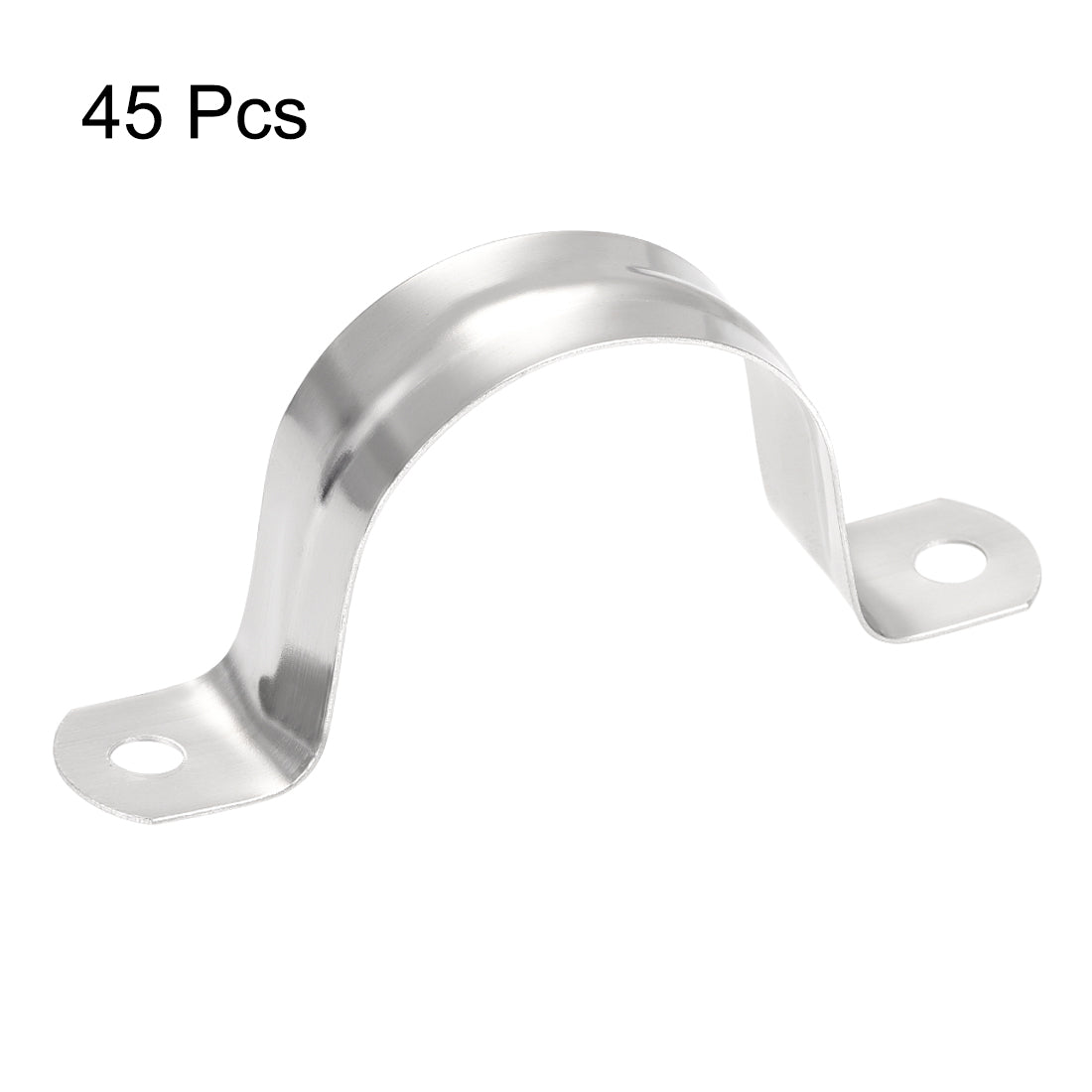 uxcell Uxcell Rigid Pipe Strap, 2 Holes Tube Straps 201 Stainless Steel Tension Tube Clip Clamp 45pcs