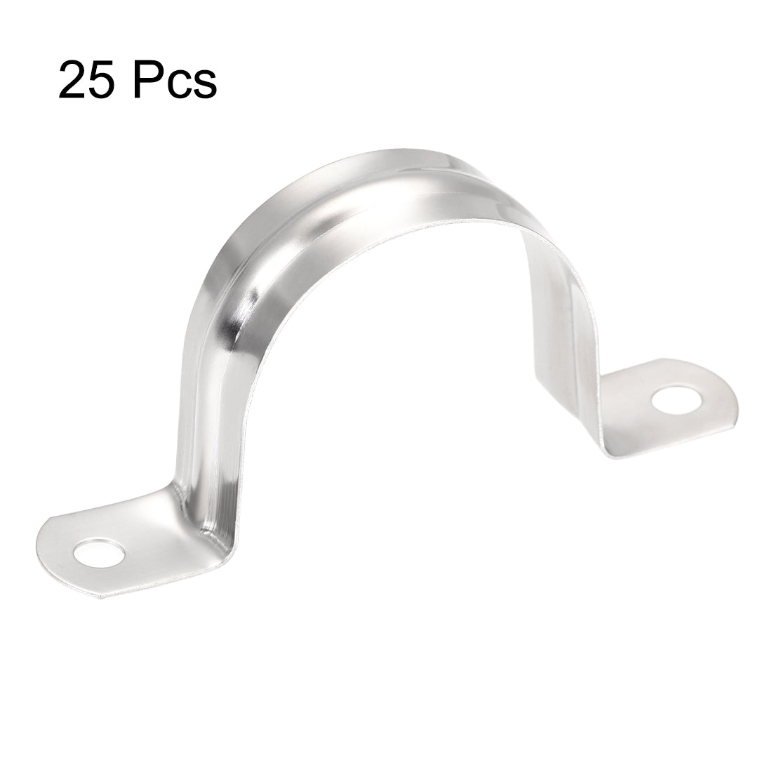 uxcell Uxcell Rigid Pipe Strap, 2 Holes Tube Straps 201 Stainless Steel Tension Tube Clip Clamp 25pcs