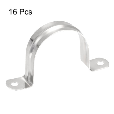 Harfington Uxcell Rigid Pipe Strap, 2 Holes Tube Straps 201 Stainless Steel Tension Tube Clip Clamp 16pcs