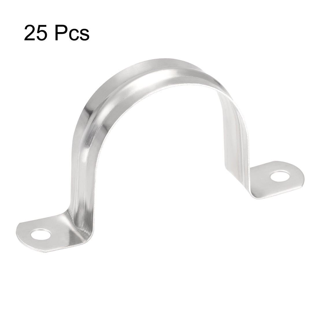 uxcell Uxcell Rigid Pipe Strap, 2 Holes Tube Strap 201 Stainless Steel Tension Tube Clip Clamp 25pcs
