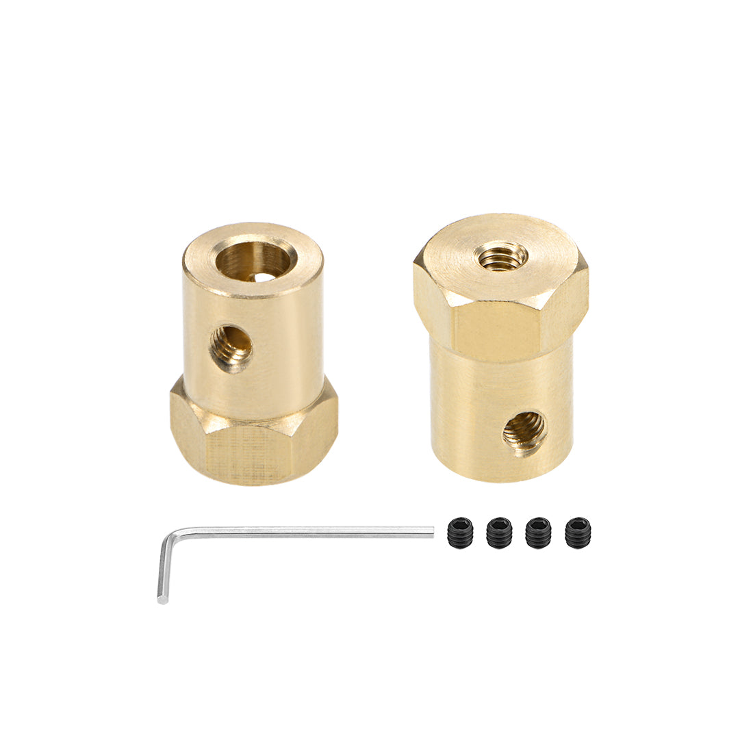 Uxcell Uxcell Hex Coupler 5mm Bore Motor Hex Brass Shaft Coupling Flexible Connector for Car Wheels Tires Shaft Motor 2pcs