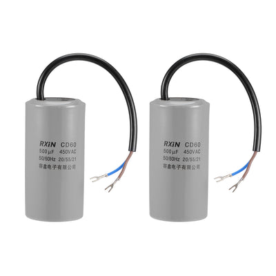 uxcell Uxcell 500uf Motor Star Capacitor 500mfd AC 450V for Single-Phase 50/60Hz AC Motor 2Pcs