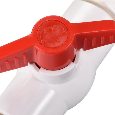 Harfington Uxcell PVC Ball Valve Connector Spigot Kit G3/4, with Bulkhead, White Red 2Pcs