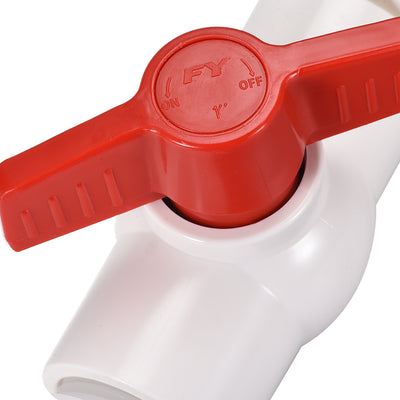 Harfington Uxcell PVC Ball Valve Connector Spigot Kit, with Bulkhead Fitting Adapter, White Red for Water Tank