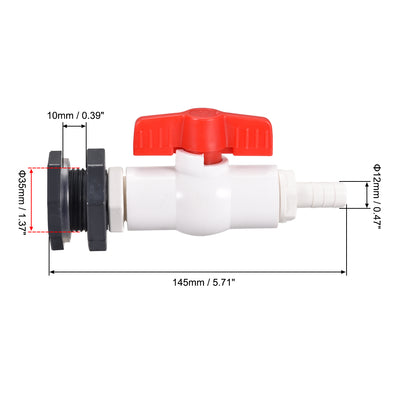 Harfington Uxcell ABS Ball Valve Pagoda Connector Spigot Kit, with Bulkhead Fitting Adapter, for Water Tank