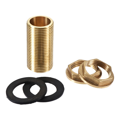 Harfington Uxcell Bulkhead Fitting, G1/2 Male, Tube Adaptor Hose Fitting, with Silicone Gaskets, for Water Tanks, Brass, Gold Tone