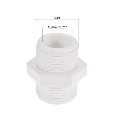 Harfington Uxcell Pipe Fitting, G2 Male Thread, Hex Nipple Tube Adaptor Hose Connector, for Water Tanks, PVC, White, Pack of 4