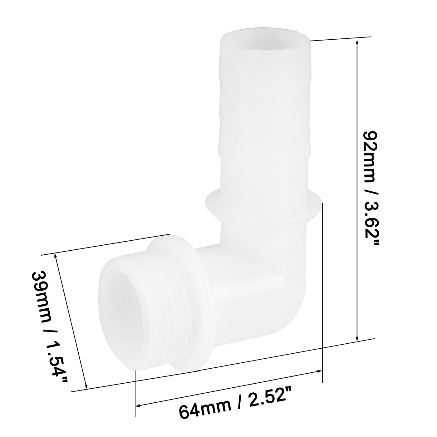 uxcell Uxcell PVC Tube Fitting 90 Degree Elbow Adapter 25mm Barbed x G1 Male White for Aquariums, Water Tanks, Tubs, Pools 2Pcs