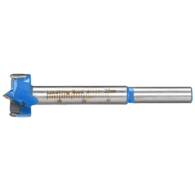 Harfington Uxcell Forstner Wood Boring Drill Bit 20mm Dia. Hole Saw Carbide Alloy Steel Tip Round Shank Cutting for Hinge Plywood Wood Tool Blue 1Set