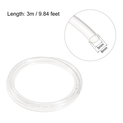 Harfington Uxcell 8mm OD 5mm ID 7m Long Clear PU Air Tubing Pipe Hose for Air Line Tube Fluid Transfer Pneumatic Tubing