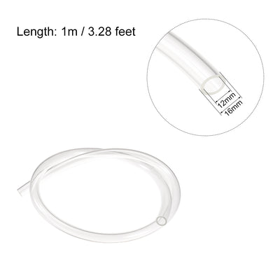 Harfington Uxcell 16mm OD 12mm ID 1m Long Clear PU Air Tubing Pipe Hose for Air Line Tube Fluid Transfer Pneumatic Tubing