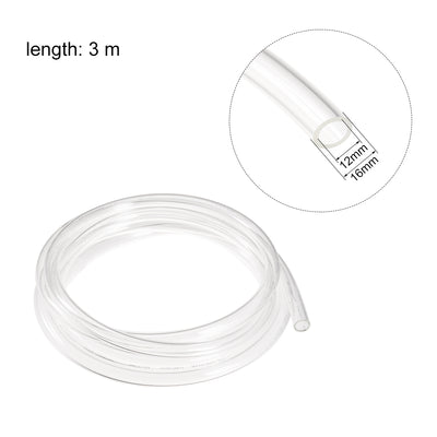Harfington Uxcell 16mm OD 12mm ID 1m Long Clear PU Air Tubing Pipe Hose for Air Line Tube Fluid Transfer Pneumatic Tubing