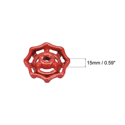 Harfington Uxcell Round Wheel Handle, Square Broach 6x6mm, Wheel OD 51mm Paint Cast Steel Red 4Pcs