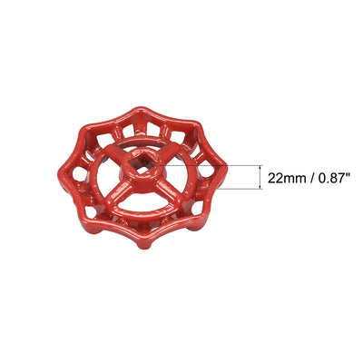 Harfington Uxcell Round Wheel Handle, Square Broach 9x9mm, Wheel OD 78mm Paint Cast Steel Red 2Pcs