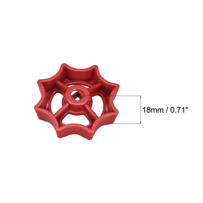 Harfington Uxcell Round Wheel Handle, Square Broach 7x7mm, Wheel OD 70mm ABS Red 4Pcs