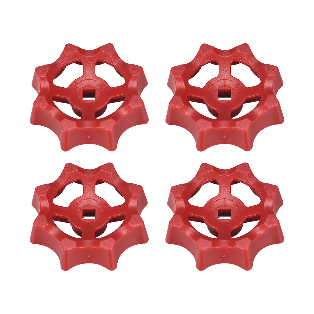 Uxcell Uxcell Round Wheel Handle, Square Broach 7x7mm, Wheel OD 70mm ABS Red 4Pcs