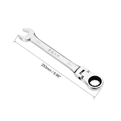 Harfington Uxcell Flex-Head Ratcheting Combination Wrench Metric 72 Teeth 12 Point Ratchet Box Ended Spanner Tools, Cr-V