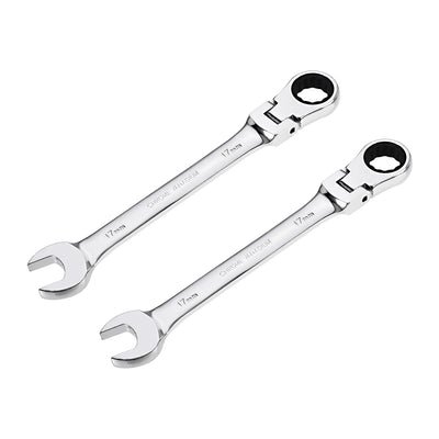 Harfington Uxcell Flex-Head Ratcheting Combination Wrench Metric 72 Teeth 12 Point Ratchet Box Ended Spanner Tool, Cr-V