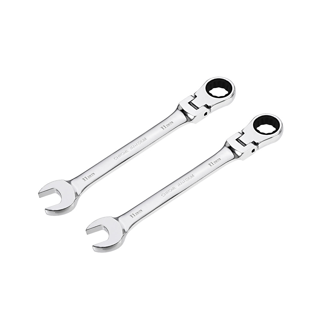 uxcell Uxcell Flex-Head Ratcheting Combination Wrench Metric 72 Teeth 12 Point Ratchet Box Ended Spanner Tool, Cr-V