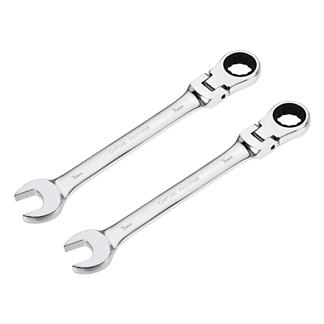 uxcell Uxcell Flex-Head Ratcheting Combination Wrench Metric 72 Teeth 12 Point Ratchet Box Ended Spanner Tool, Cr-V
