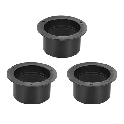 Harfington Uxcell Black Straight Duct Connector Flange ABS Plastic Air Outlet Inlet Adaptor for 2.95Inch Dia Hose 3Pcs