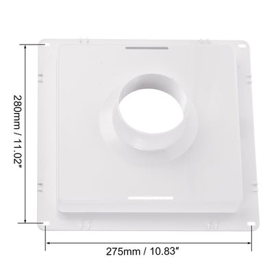 Harfington Uxcell Square Air Vent Duct Connector Flange, Fitting 3.74Inch ID Ducting, Ducts Mounting Plate, for Heating Cooling Ventilation System, ABS Plastic, White